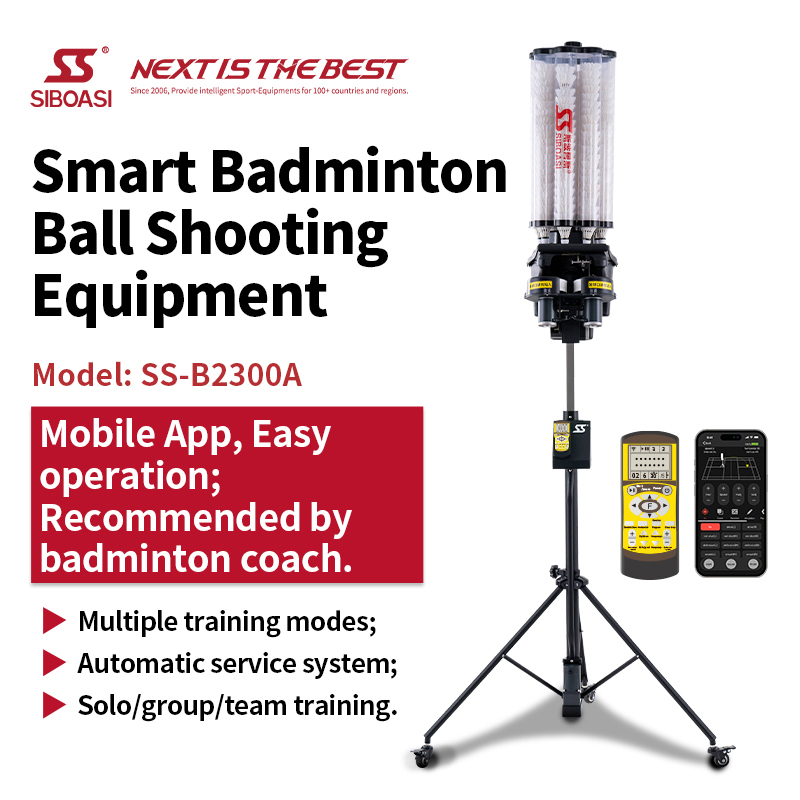 B2300A 4-Way Cross Drill & 14-Zone Programmable Training Smart Badminton Feeder