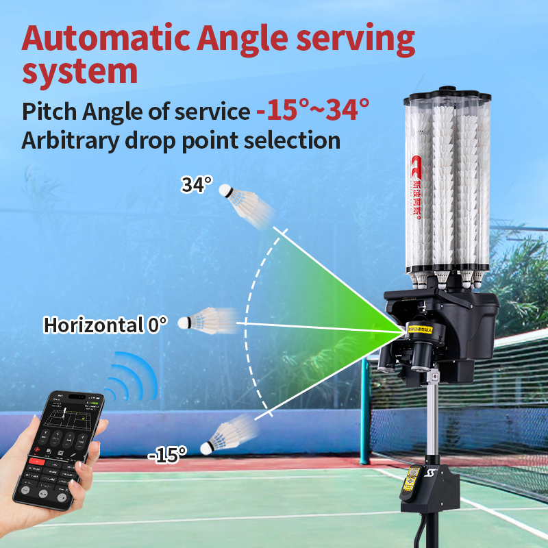 S4025A 6-Way Cross Drill & 21-Zone Smart Program Pro Badminton Training Machine