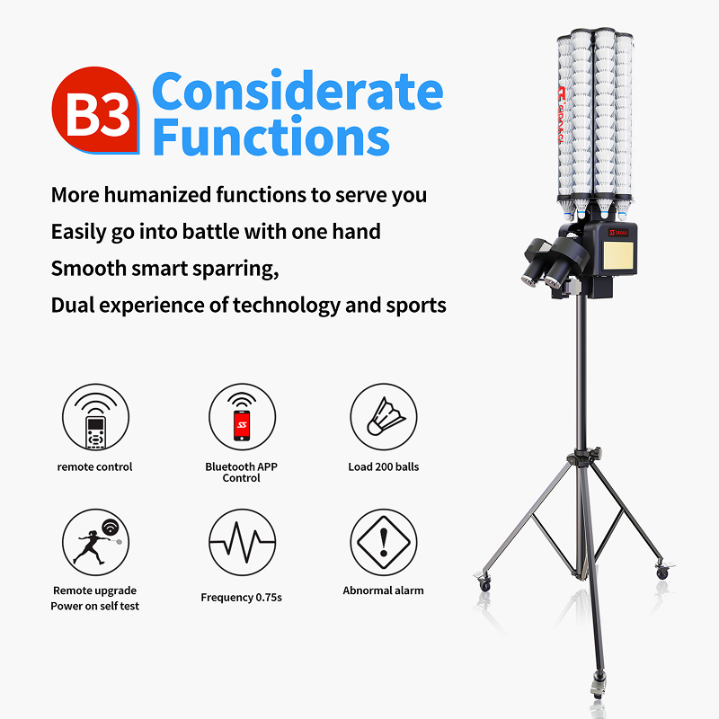 B3 2-Way Cross Drill & 200-Ball Capacity Smart Badminton Training Machine