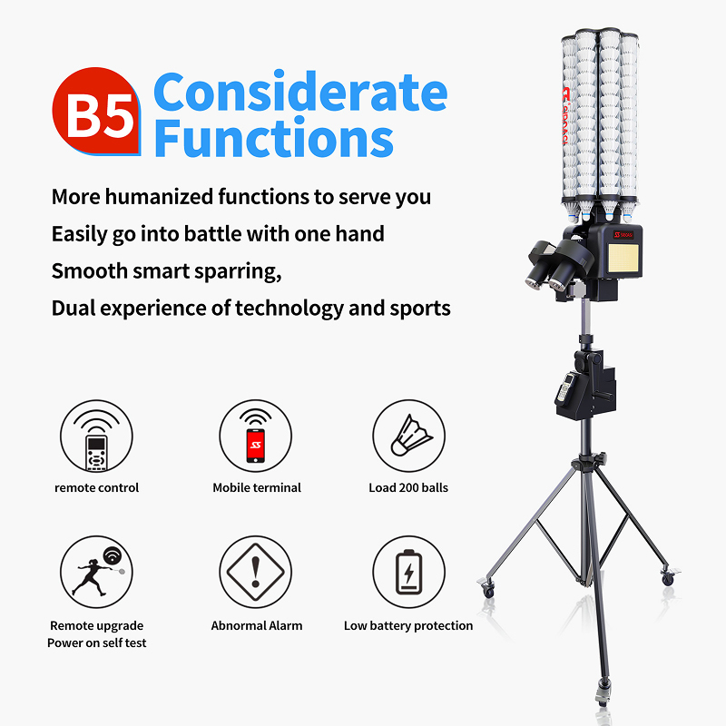 B5 21-Point Programmable & 0.75s Fast Release Advanced Badminton Feeder Machine