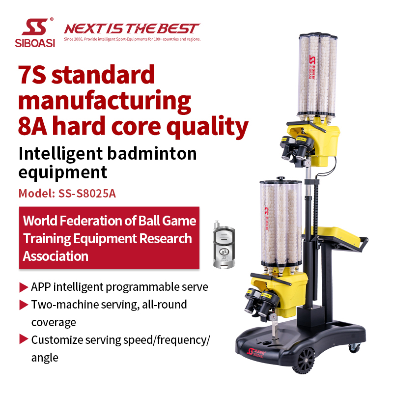S8025A Tablet Control, 400-Ball Capacity & 21-Zone Program Elite Badminton Ball Machine