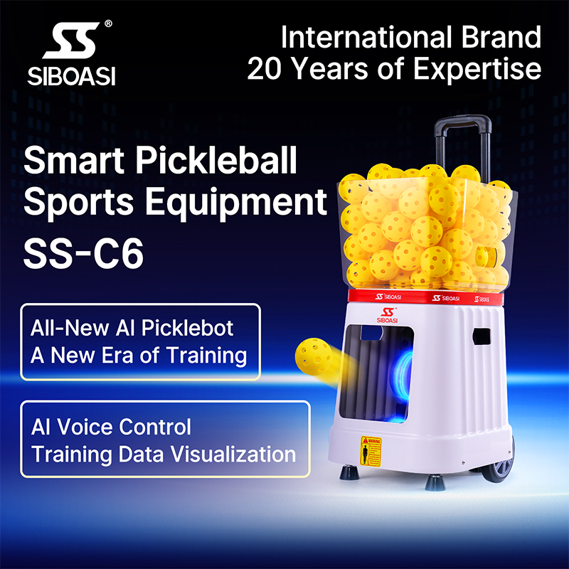 C6 Built-In Battery & 60-Level Angle Adjustment AI Voice-Control Pickleball Machine