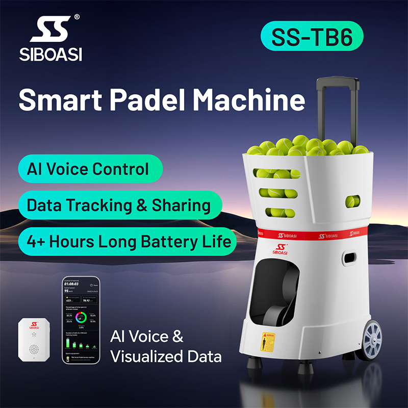 TB6 Voice Control, Built-In Battery & 60-Level Precision AI-Powered Padel Training Machine